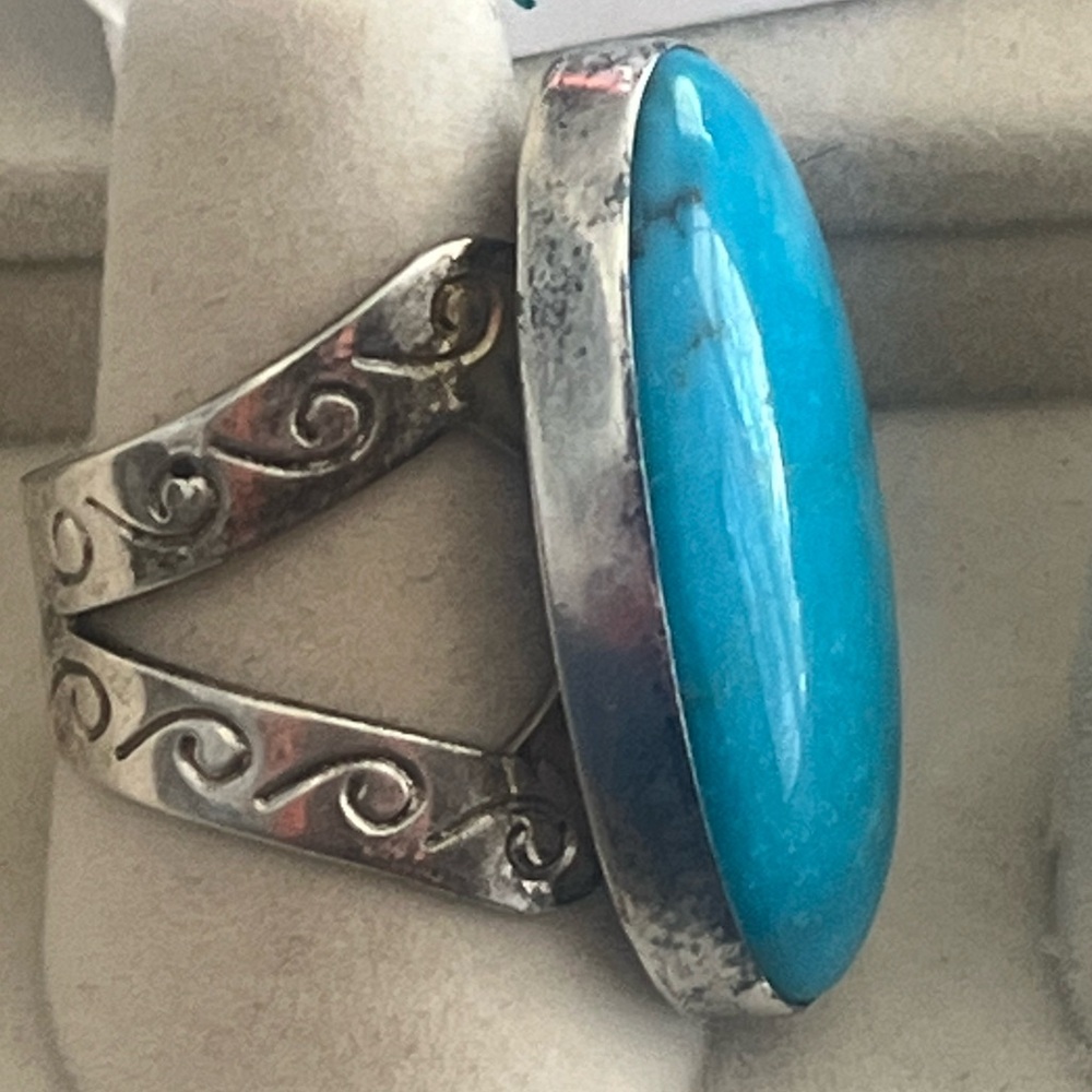 Turquoise 925 Silver Statement Ring By Jay King D… - image 2